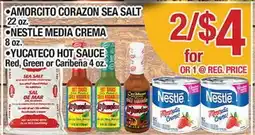 Torres Supermercado AMORCITO CORAZON SEA SALT NESTLE MEDIA CREMA YUCATECO HOT SAUCE offer