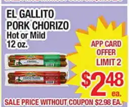 Torres Supermercado EL GALLITO PORK CHORIZO offer