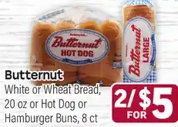 Tony’s Fresh Market Butternut White or Wheat Bread, 20oz or Hot Dog or Hamburger Buns, 8ct offer