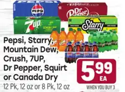 Tony’s Fresh Market Pepsi, Starry, Mountain Dew, Crush, 7UP, Dr Pepper, Squirt, or Canada Dry offer