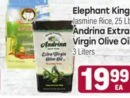 Tony’s Fresh Market Elephant King Jasmine Rice, 25 Lb Andrina Extra Virgin Olive Oil 3 Liters offer