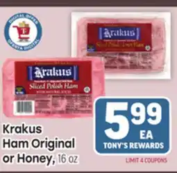 Tony’s Fresh Market Krakus Ham Original or Honey offer