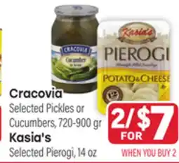 Tony’s Fresh Market Cracovia Selected Pickles or Cucumbers, 720-900 gr Kasia's Selected Pierogi, 14oz offer