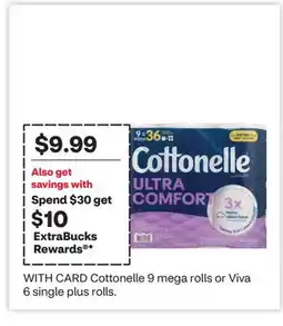 CVS Cottonelle 9 mega rolls or Viva 6 single plus rolls offer