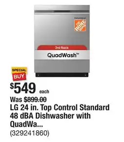 The Home Depot LG 24 in. Top Control Standard 48 dBA Dishwasher with QuadWash in Stainless Steel offer