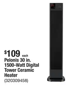 The Home Depot Pelonis 30 in. 1500-Watt Digital Tower Ceramic Heater offer
