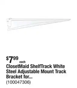 The Home Depot ClosetMaid ShelfTrack White Steel Adjustable Mount Track Bracket for 16 in. D Shelves (17 in. L) offer