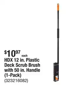 The Home Depot HDX 12 in. Plastic Deck Scrub Brush with 50 in. Handle (1-Pack) offer