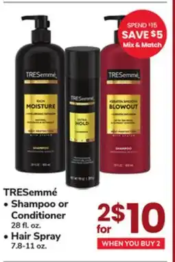 ACME TRESemmé Shampoo or Conditioner 28 fl. oz. Hair Spray 7.8-11 oz offer