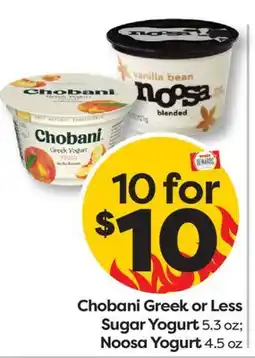 Weis Markets Chobani Greek or Less Sugar Yogurt 5.3 oz Noosa Yogurt 4.5 oz offer