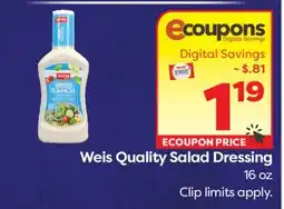 Weis Markets Weis Quality Salad Dressing offer