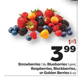 Weis Markets Strawberries 1 lb Blueberries 1 pint Raspberries, Blackberries, or Golden Berries 6 oz offer