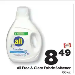Weis Markets All Free & Clear Fabric Softener offer