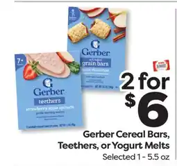 Weis Markets Gerber Cereal Bars, Teethers, or Yogurt Melts offer