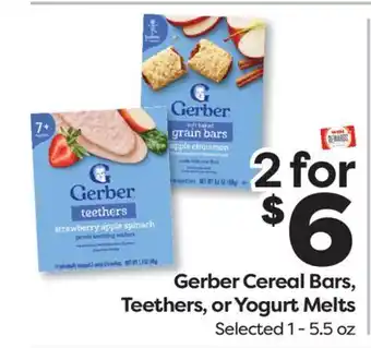 Weis Markets Gerber Cereal Bars, Teethers, or Yogurt Melts offer