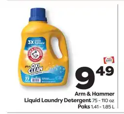 Weis Markets Arm & Hammer Liquid Laundry Detergent 75-110 oz Paks 1.41-1.85 L offer