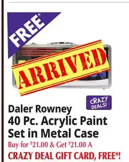Ocean State Job Lot Daler Rowney 40 Pc. Acrylic Paint Set in Metal Case offer