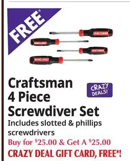 Ocean State Job Lot Craftsman 4 Piece Screwdiver Set offer