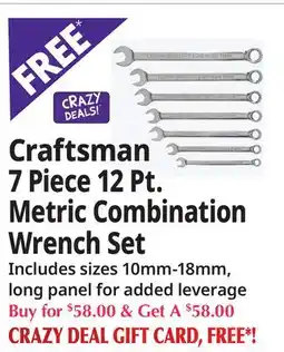 Ocean State Job Lot Craftsman 7 Piece 12 Pt. Metric Combination Wrench Set offer