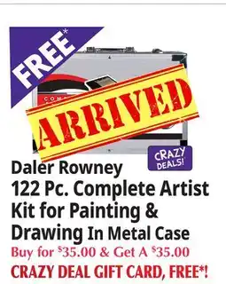 Ocean State Job Lot Daler Rowney 122 Pc. Complete Artist Kit for Painting & Drawing In Metal Case offer