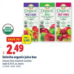 Lidl Solevita organic juice box offer