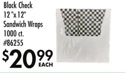 Smart & Final Black Check 12 x12 Sandwich Wraps offer