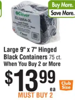 Smart & Final Large 9 x 7 Hinged Black Containers offer