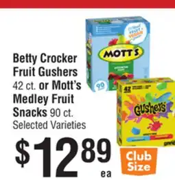 Smart & Final Betty Crocker Fruit Gushers or Mott's Medley Fruit Snacks offer