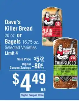 Smart & Final Dave's Killer Bread or Bagels offer