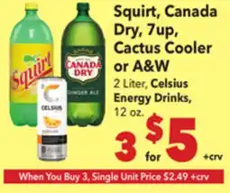 Vallarta Supermarkets Squirt, Canada Dry, 7up, Cactus Cooler or A & W offer