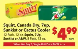 Vallarta Supermarkets Squirt, Canada Dry, 7up, Sunkist or Cactus Cooler offer