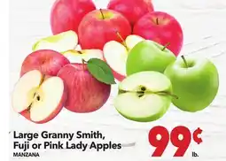 Vallarta Supermarkets Large Granny Smith, Fuji or Pink Lady Apples / MANZANA offer