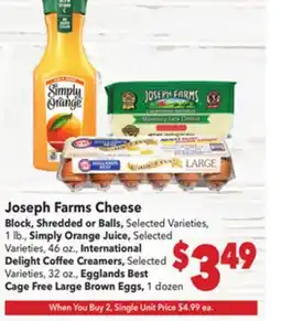 Vallarta Supermarkets Joseph Farms Cheese Block, Shredded or Balls offer