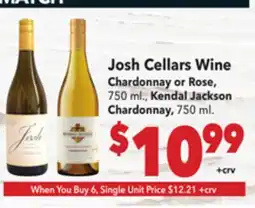 Vallarta Supermarkets Josh Cellars Wine Chardonnay or Rose offer