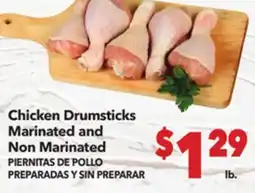 Vallarta Supermarkets Chicken Drumsticks Marinated and Non Marinated / PIERNITAS DE POLLO PREPARADAS Y SIN PREPARAR offer