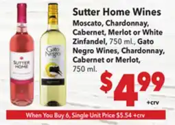Vallarta Supermarkets Sutter Home Wines offer