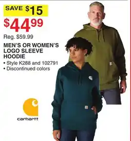 Dunham's Sports CARHARTT MEN'S OR WOMEN'S LOGO SLEEVE HOODIE offer