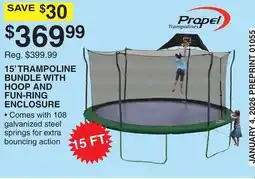 Dunham's Sports 15' TRAMPOLINE BUNDLE WITH HOOP AND FUN-RING ENCLOSURE offer