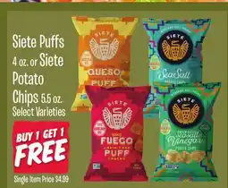 Jewel-Osco Siete Puffs 4 oz. or Siete Potato Chips 5.5 oz offer