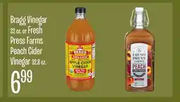 Jewel-Osco Bragg Vinegar 32 oz. or Fresh Press Farms Peach Cider Vinegar 32.8 oz offer