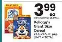 Safeway Kellogg's Giant Size Cereal offer