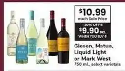 Safeway Giesen, Matua, Liquid Light or Mark West offer