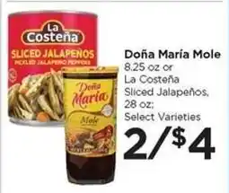 Food 4 Less Doña María Mole or La Costeña Sliced Jalapeños offer