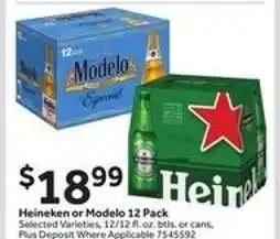 Stop&Shop Heineken or Modelo 12 Pack offer