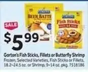 Stop&Shop Gorton's Fish Sticks, Fillets or Butterfly Shrimp offer