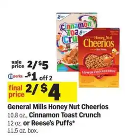Meijer General Mills Honey Nut Cheerios, Cinnamon Toast Crunch, Reese’s Puffs offer