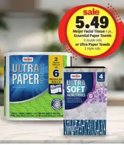 Meijer Meijer Facial Tissue 4 pk, Essential Paper Towels offer
