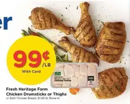 Kroger Fresh Heritage Farm Chicken Drumsticks or Thighs offer