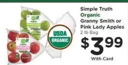Kroger Simple Truth Organic Granny Smith or Pink Lady Apples offer