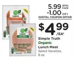 Kroger Simple Truth Organic Lunch Meat offer